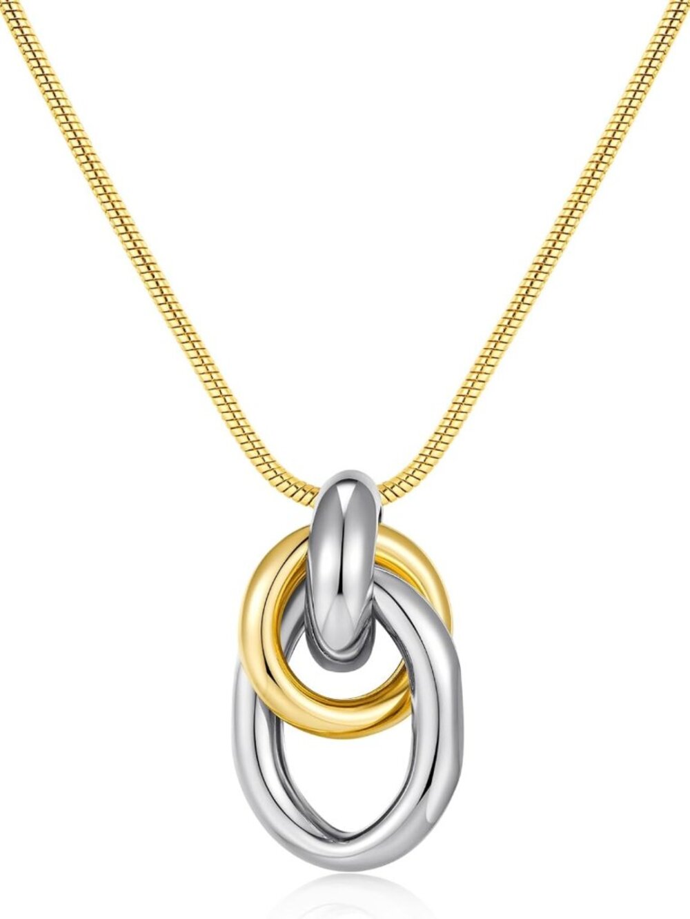 Chunky Gold Knot Pendant Necklace for Women | 14K Plated Snake Chain Jewelry